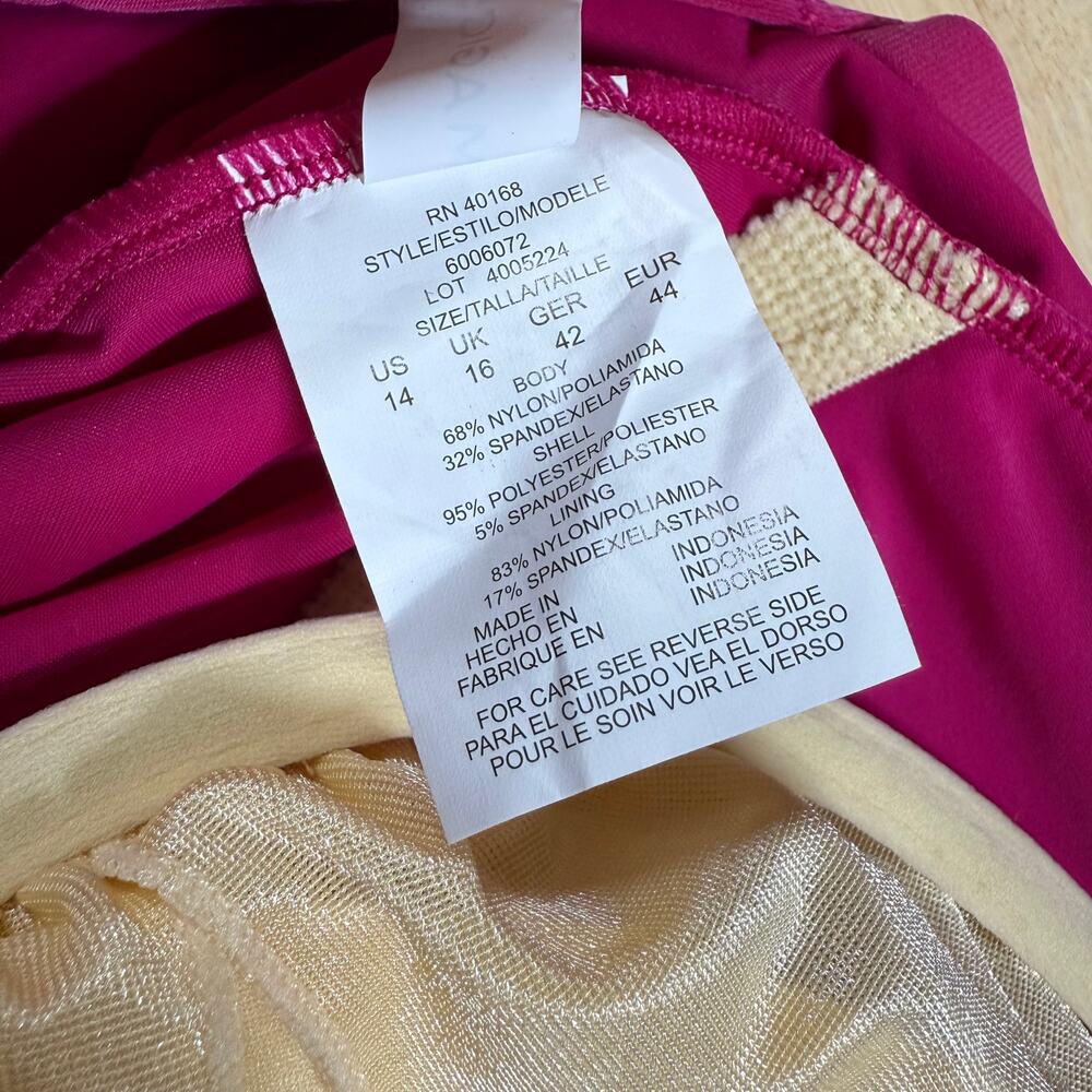 Magicsuit NWT Susan One Piece Ruby Red Pink Size 14 Underwire Bra Full Coverage - Picture 7 of 13